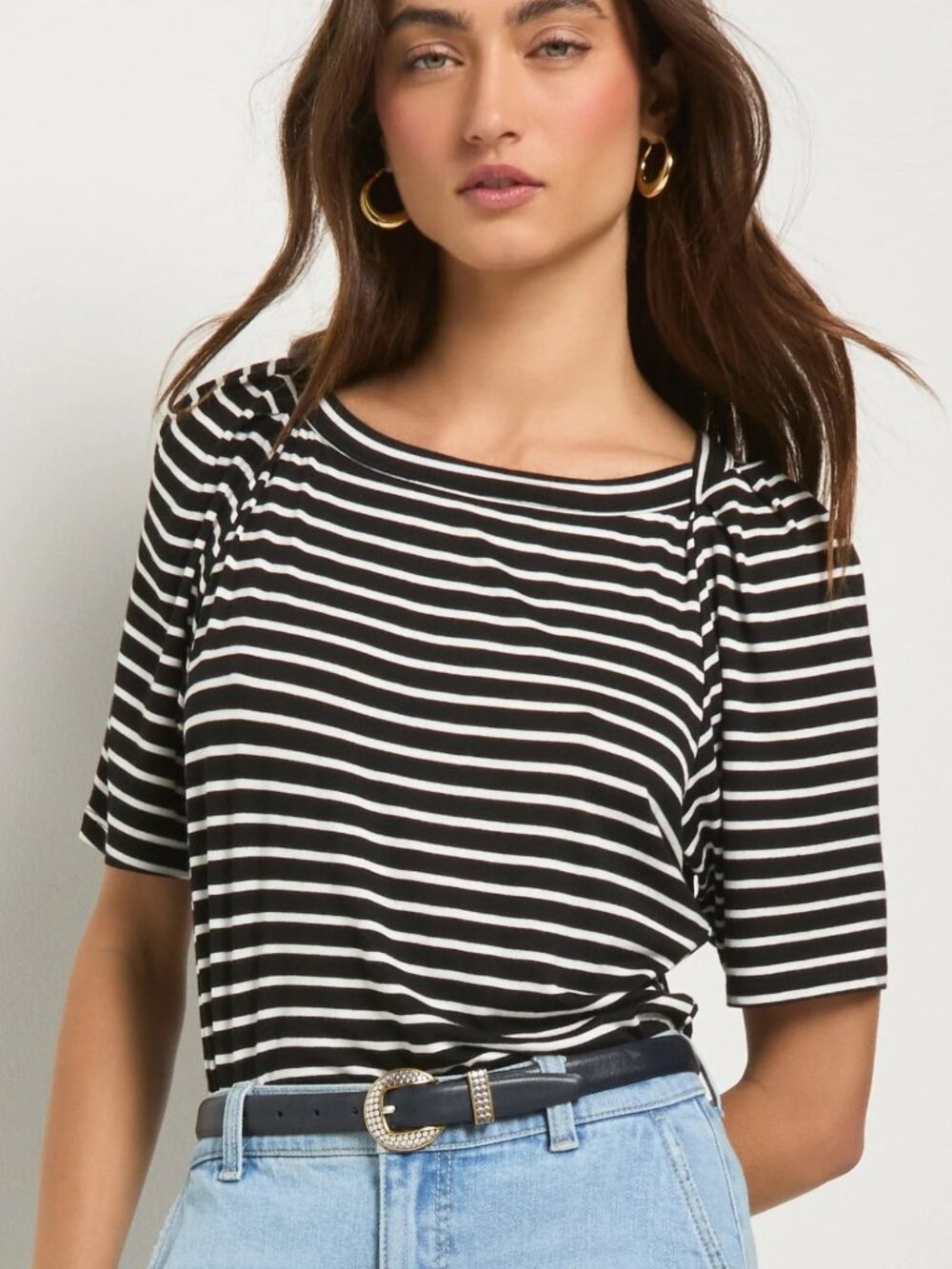 78 & Sunny Black and White Striped Seabreeze Tee